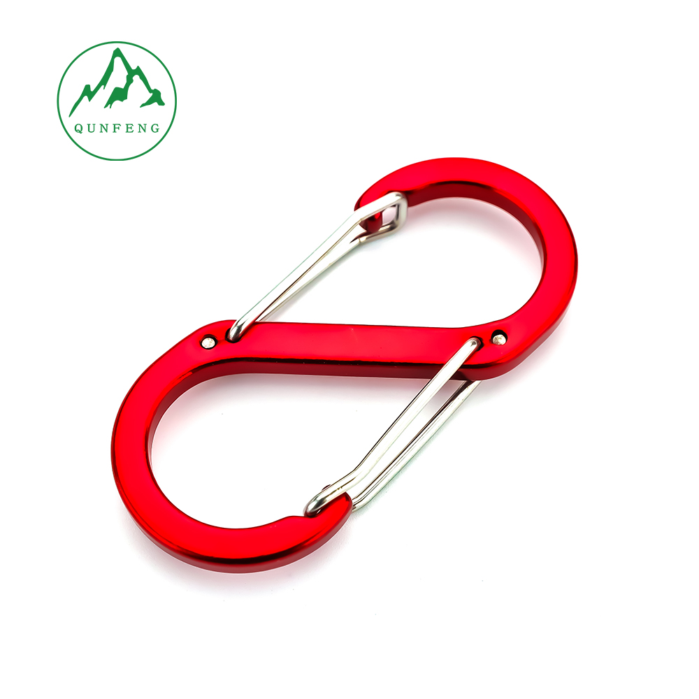 S-förmiger Stahldrahtkarabiner Mehrere Farben zur Auswahl aus 8-stelligen Metall Spring Schnalle Outdoor Camping Rucksack Haken