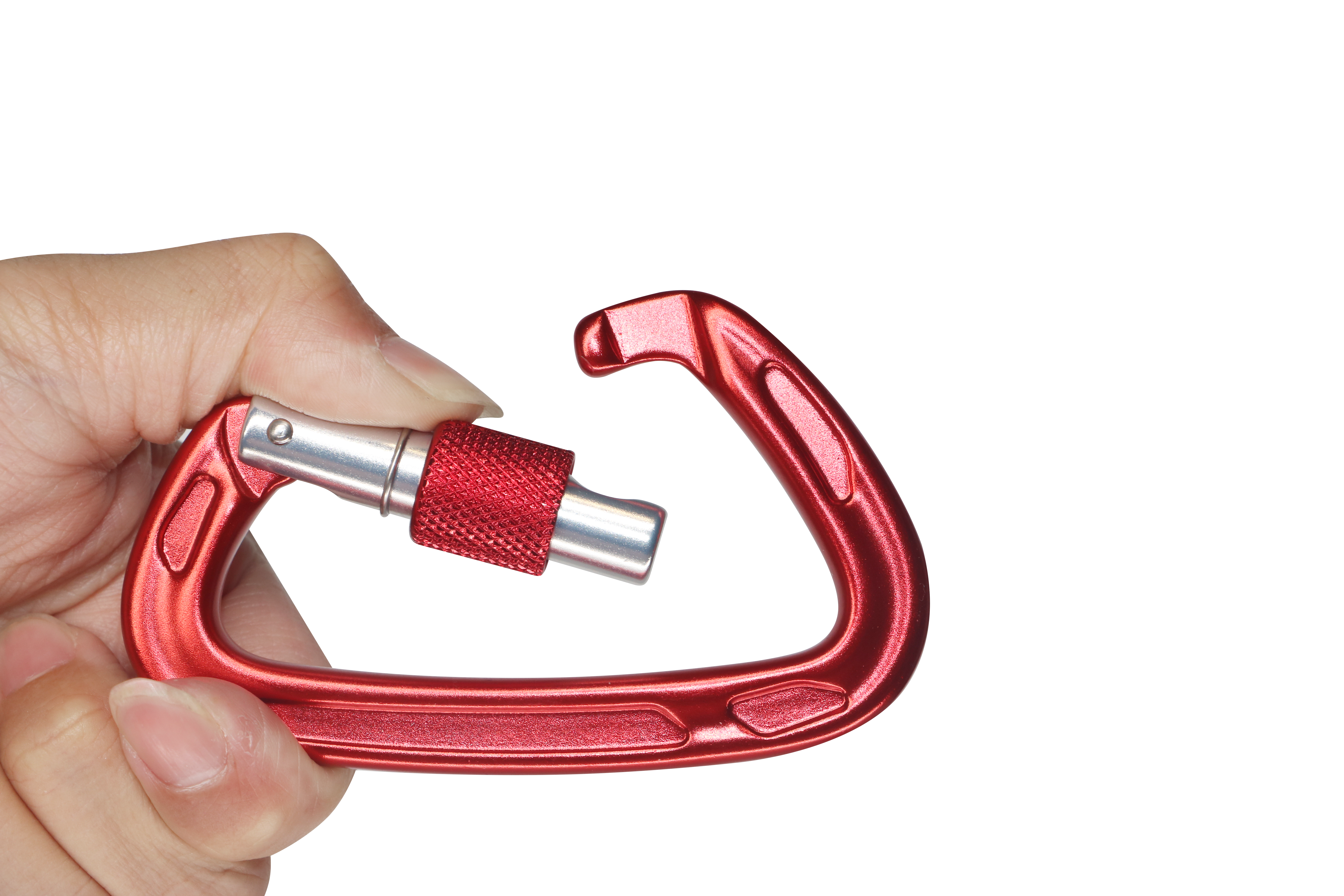 Hochbelastbarer 7075 Luftfahrt-Aluminium-Karabiner mit automatischem Schloss, D-Typ-Sicherheitshaken, Kletter-Master-Schloss, D-Typ-Schloss