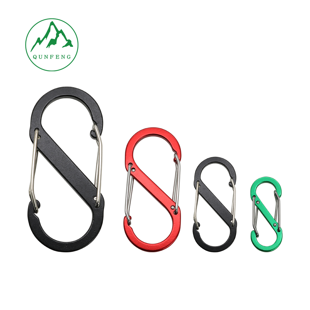 S-förmiger Stahldrahtkarabiner Mehrere Farben zur Auswahl aus 8-stelligen Metall Spring Schnalle Outdoor Camping Rucksack Haken