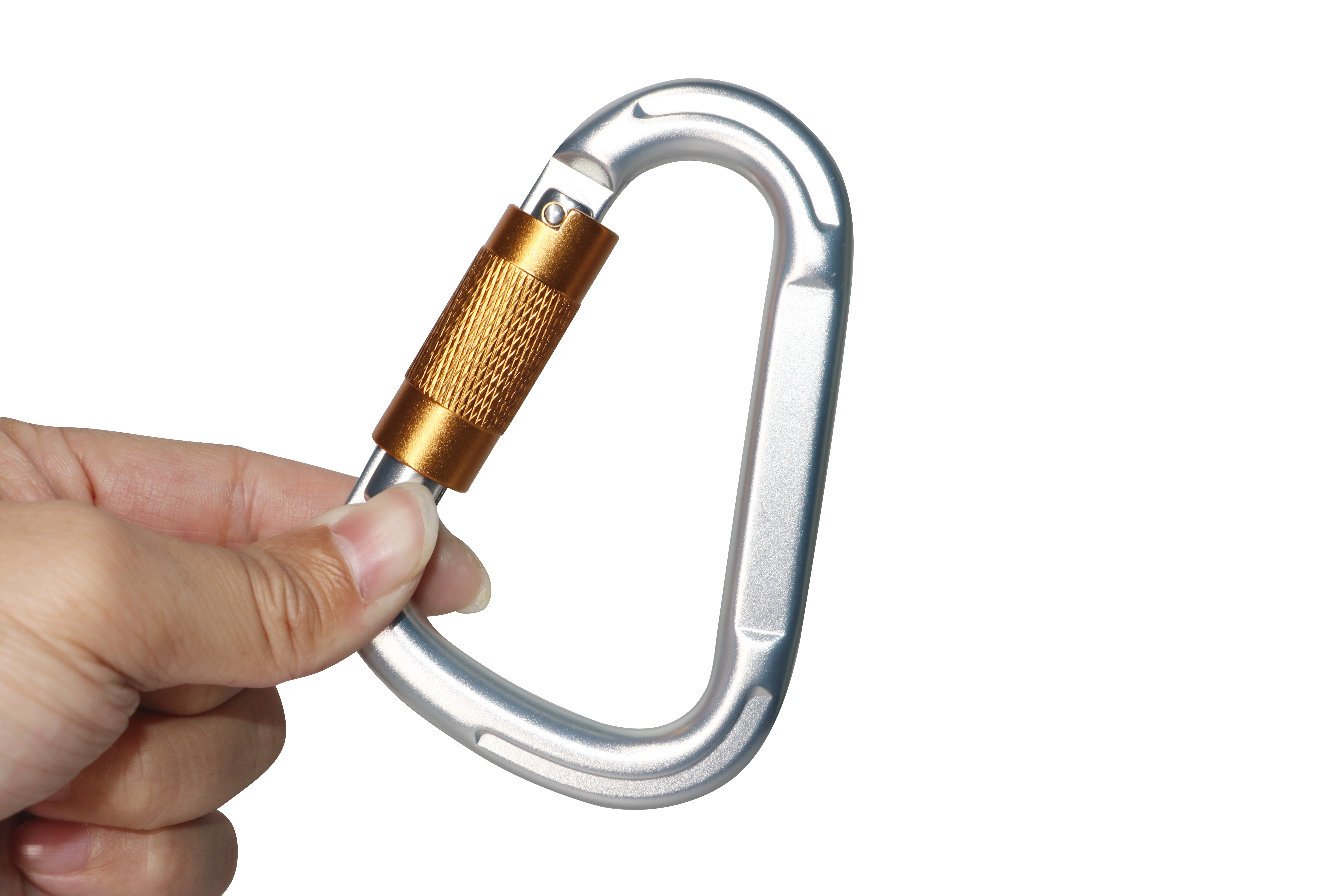 Kletterkarabiner, hochfester automatischer Hauptverschluss, D-förmiger, schnell hängender Karabiner aus Luftfahrt-Aluminiumlegierung, Brandschutz