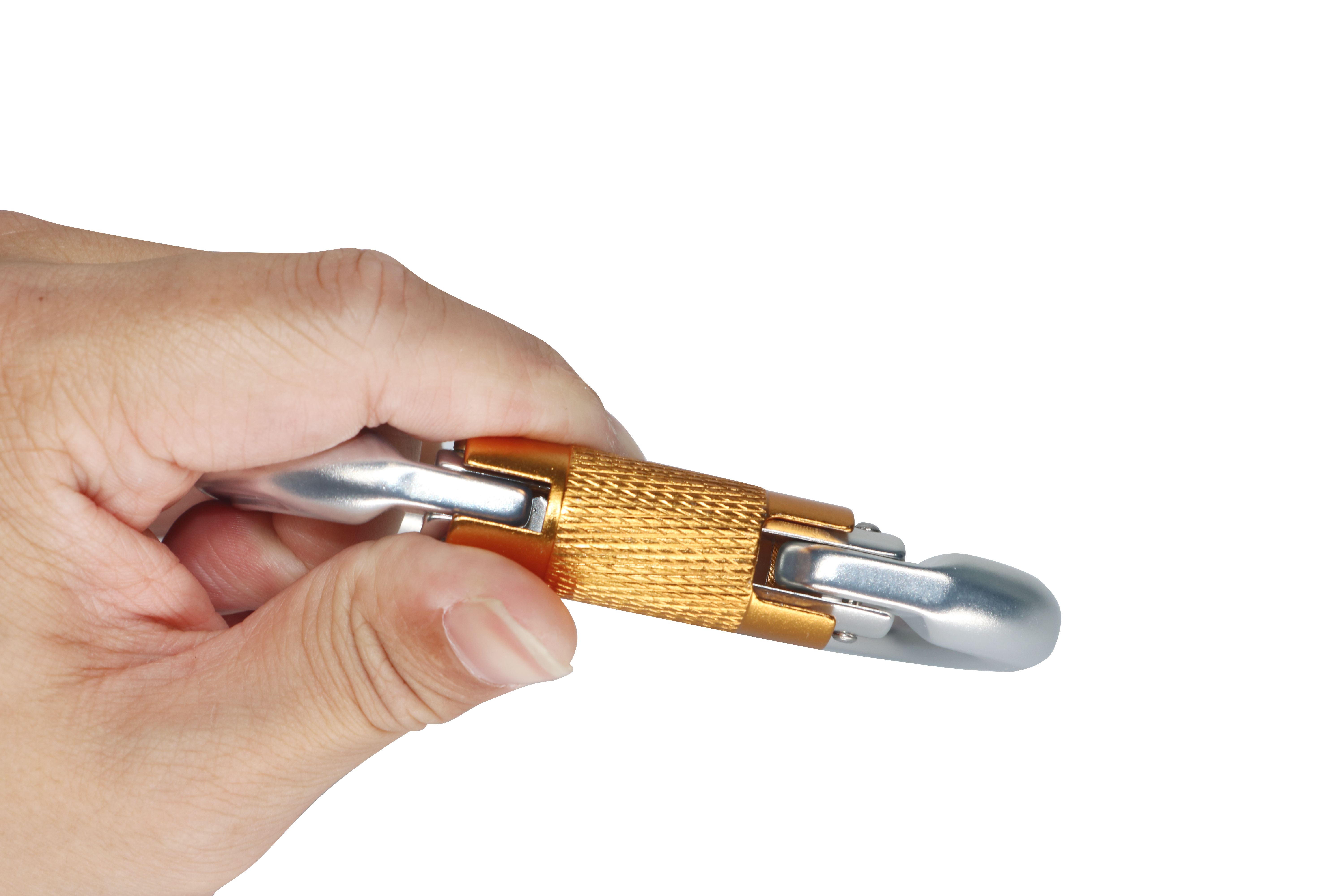Kletterkarabiner, hochfester automatischer Hauptverschluss, D-förmiger, schnell hängender Karabiner aus Luftfahrt-Aluminiumlegierung, Brandschutz